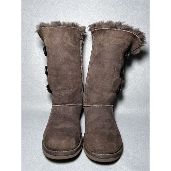 UGG Australia Bailey Triplet Shearling Tall Boots Size 5 Buttons Dark Brown - Picture 2 of 11